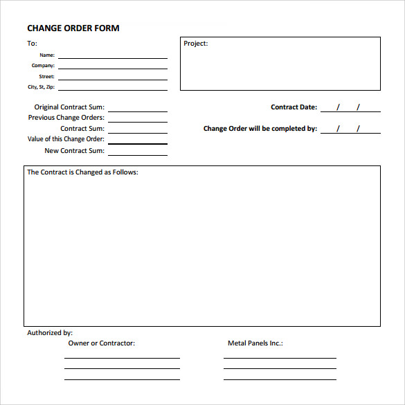free download change order template