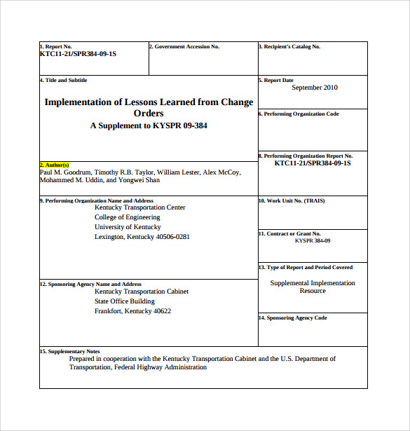 example of change order template