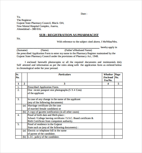 pharmacist registration letter