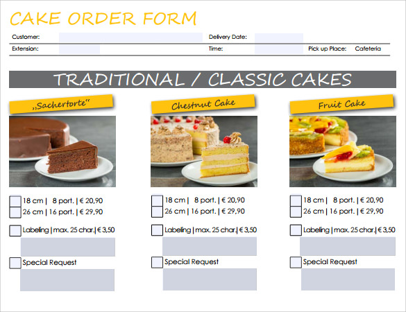 sample cake order form