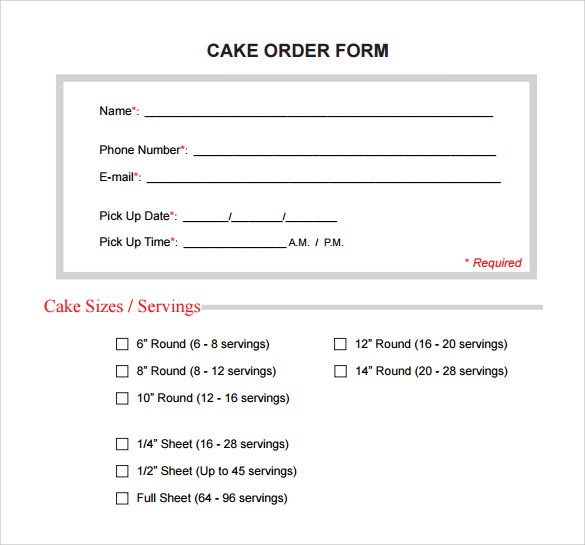 Bakery Order Form Template Free HQ Printable Documents