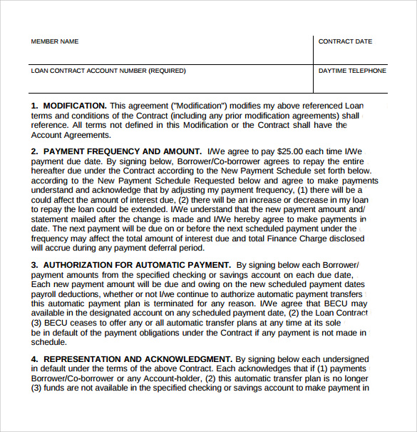 loan contract modification request template