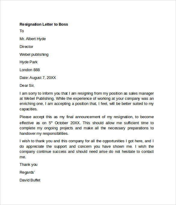 11+ Resignation Letter Examples | Sample Templates