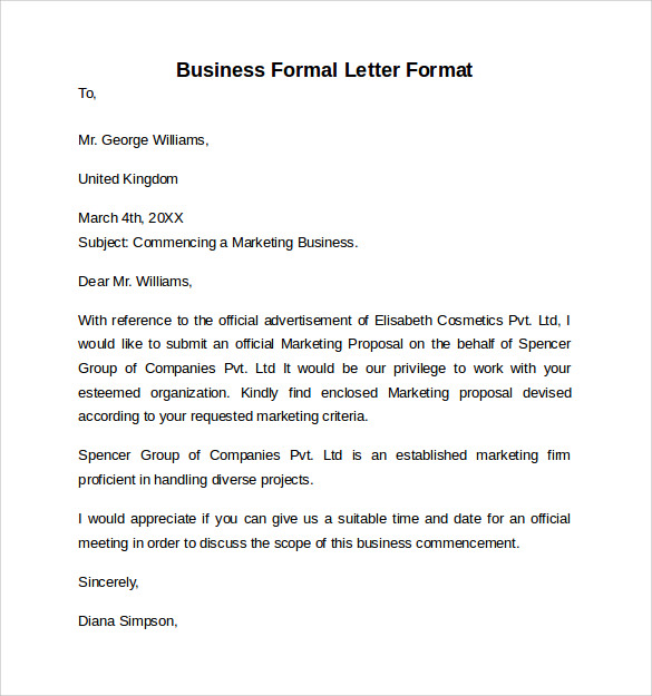 business formal letter format