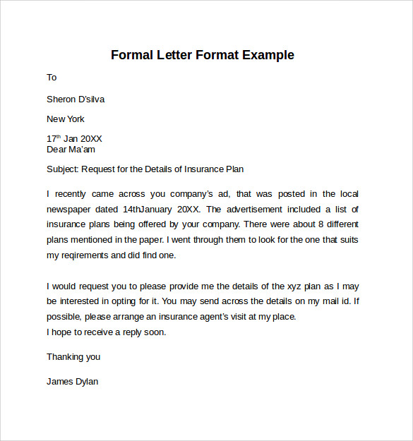 FREE 9+ Formal Letters in MS Word | PDF