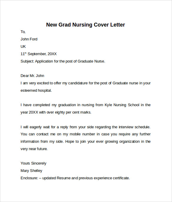 Get New Grad Cover Letter Examples For Nurses Full Gover   New Grad Nursing Cover Letter 