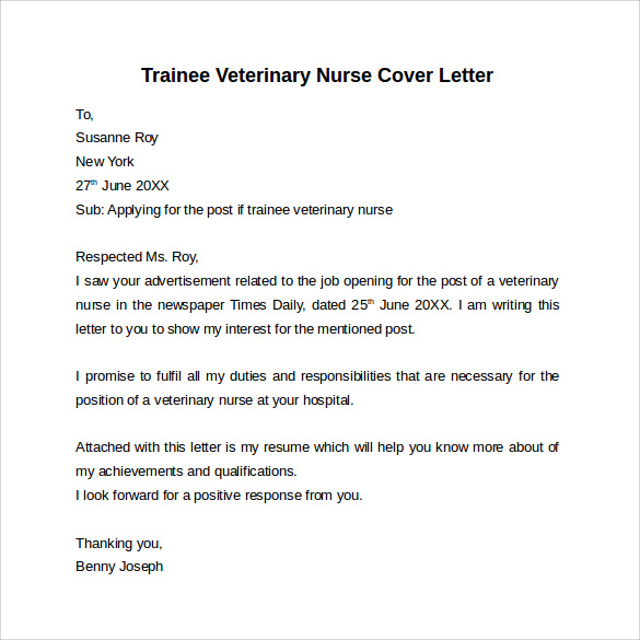 Cover Letter Example Veterinarian Pictures