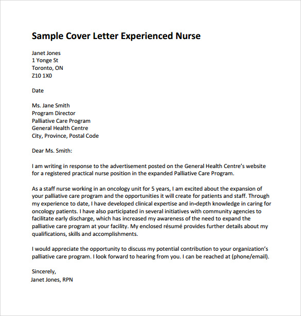 10 Nursing Cover Letter Template - Samples, Examples ...