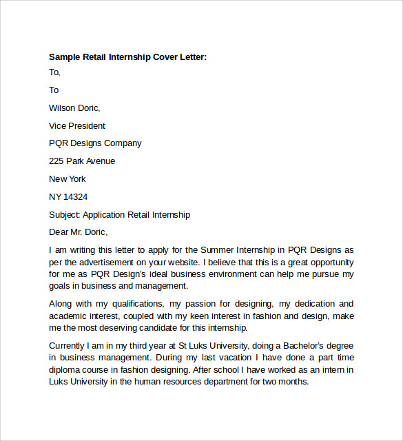 FREE 9+ Sample Retail Cover Letter Templates in PDF | MS Word