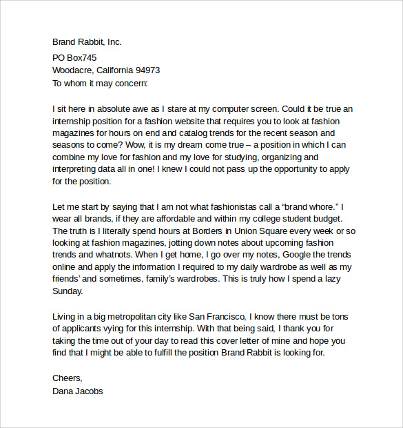 Capitol hill internship cover letter sample