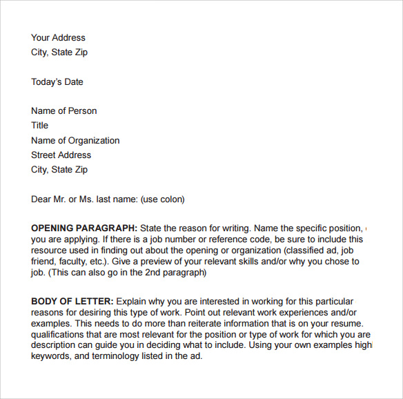 Address business cover letter