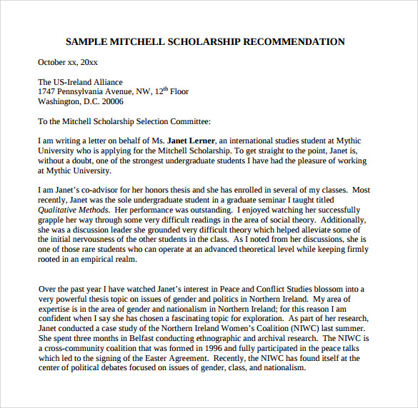 Sample Letter of Recommendation for College - 10+ Download 