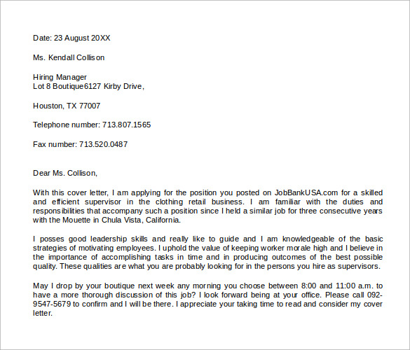FREE 18 Sample Microsoft MS Word Cover Letter Templates In MS Word
