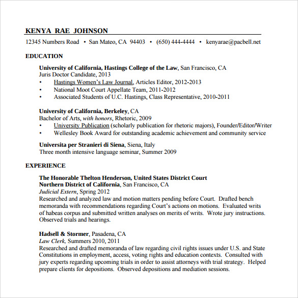 paralegal resume format