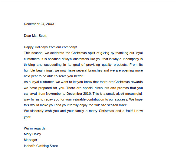 christmas letter to client