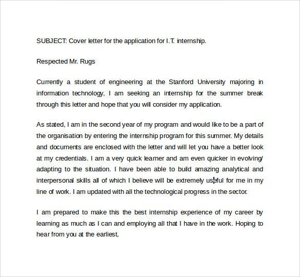 Cover letter information technology template