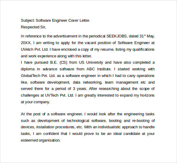 Sample engineering cover letter monash