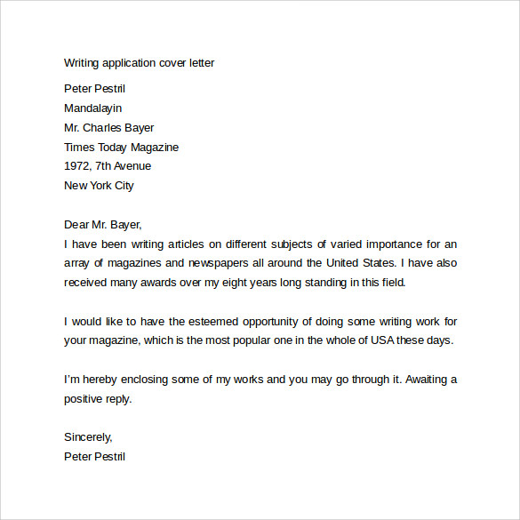 writing application cover letter