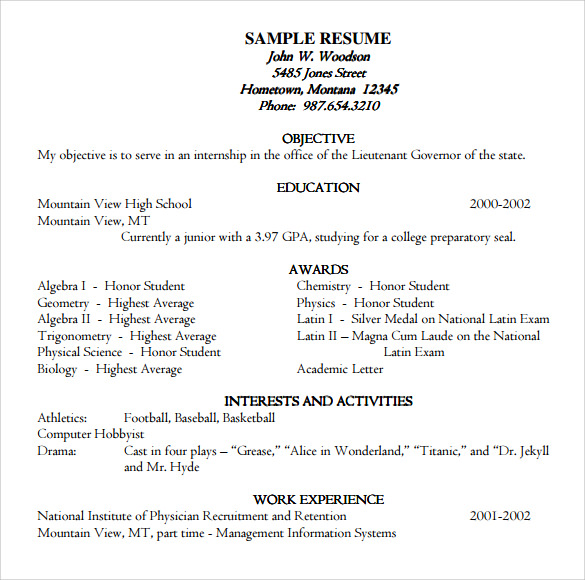 9 Academic Resume Templates to Download  Sample Templates