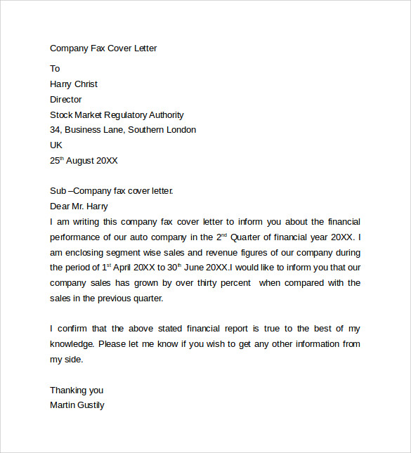 10 Fax Cover Letter Templates - Samples, Examples & Format ...