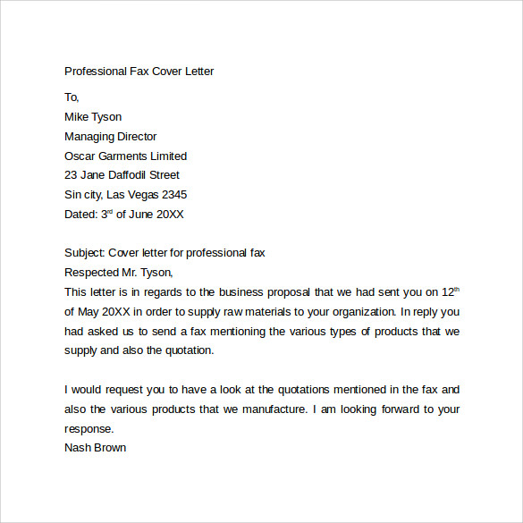 Ms word cover letter sample