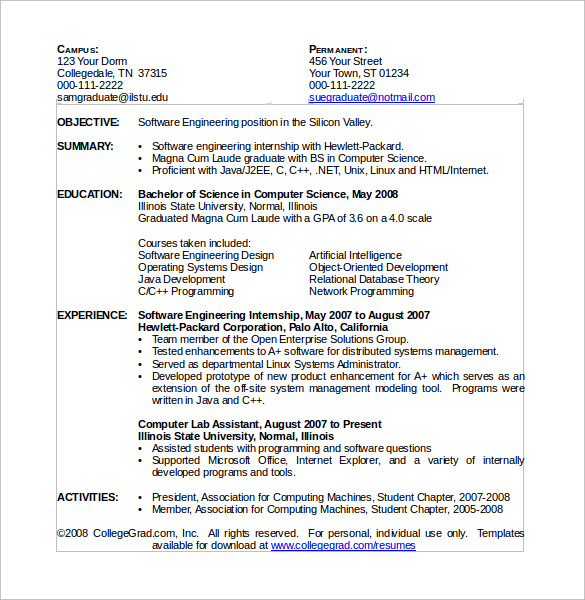FREE 11 Sample Computer Science Resume Templates In PDF MS Word