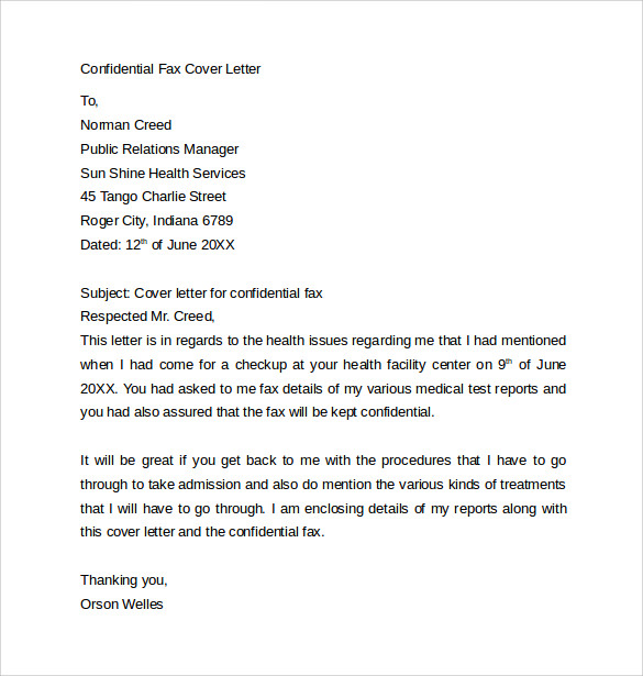 fax cover letter to print