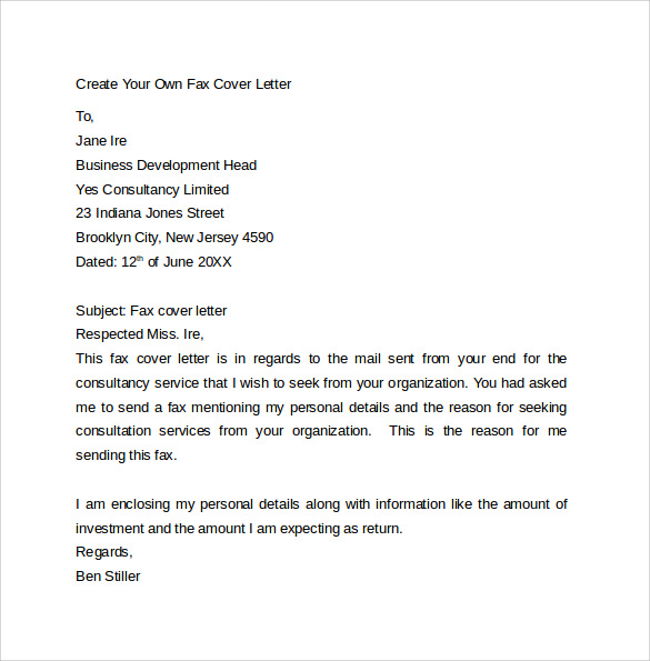 10 Fax Cover Letter Templates – Samples, Examples & Format 