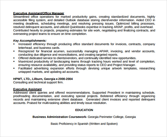 Sample Fice Assistant Resume 9 Download Free