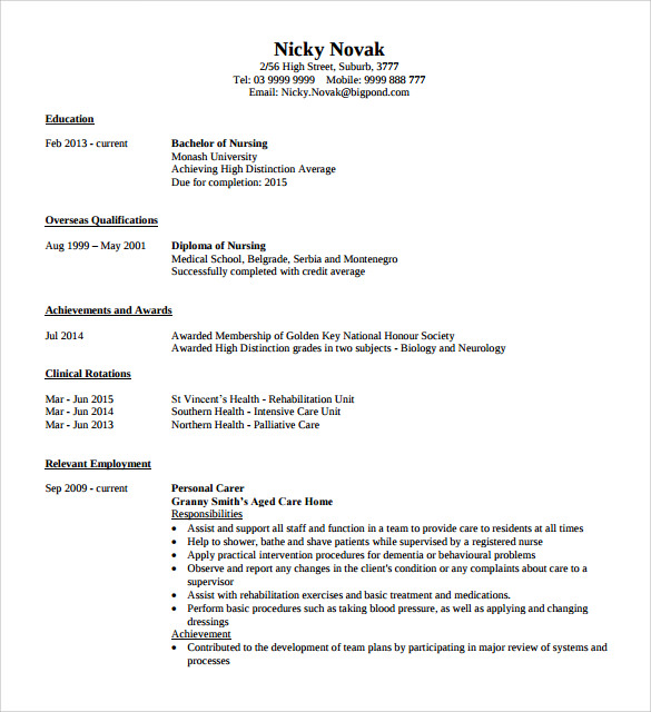 FREE 7+ Sample Registered Nurse Resume Templates in PDF | MS Word