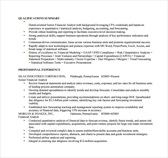 Senior Financial Analyst Sample Resume : Finanacial analyst Job Description | redpracticascolombia.org / Evaluate it to learn what your ideal certifications should ideally look like.