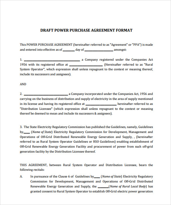 FREE 8  Sample Power Purchase Agreement Templates in PDF MS Word