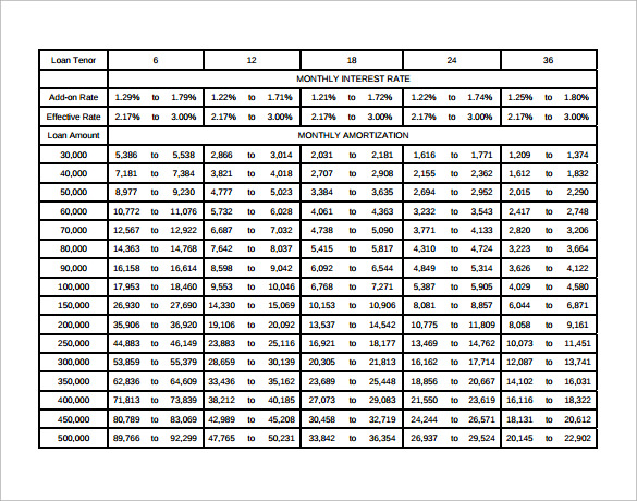 Monthly Amortization Chart