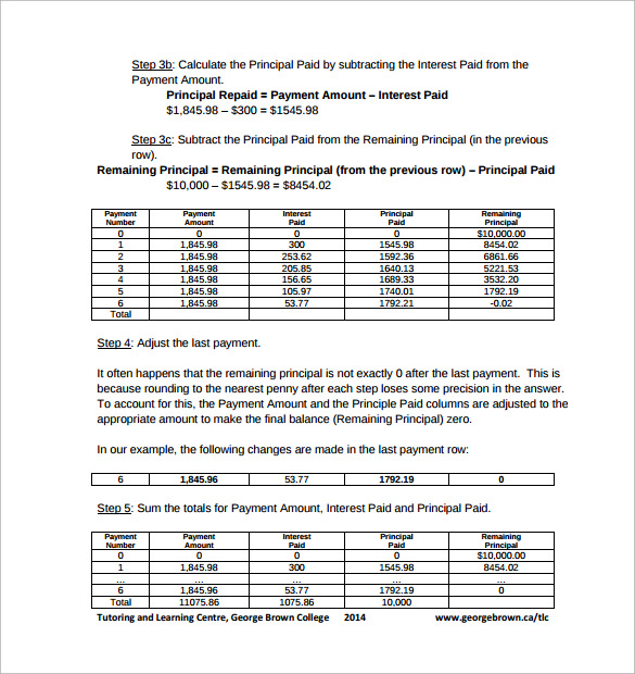 printable loan amortization calculator