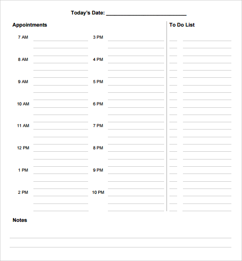 daily agenda printable