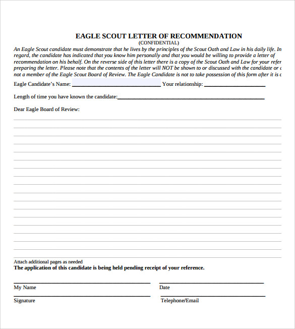 free eagle scout letter of recommendation