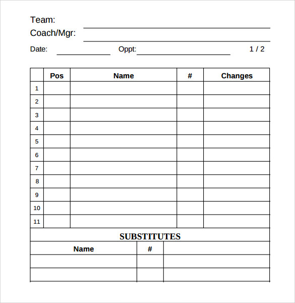 Basketball Depth Chart Template