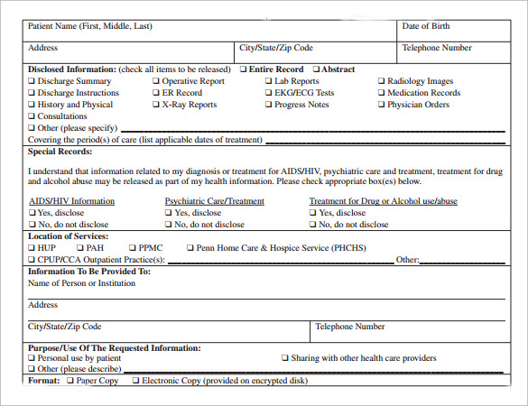 Generic Records Release Form