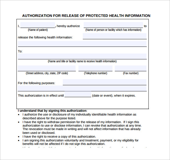 release of protected information form
