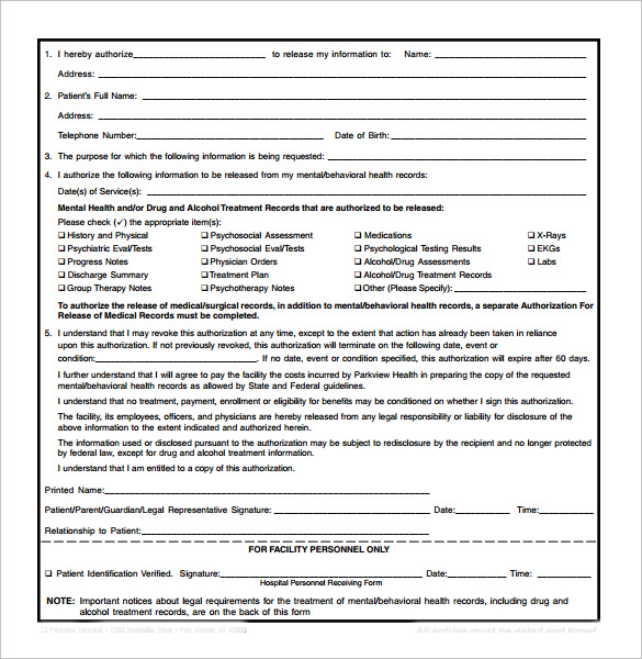 medical release records form