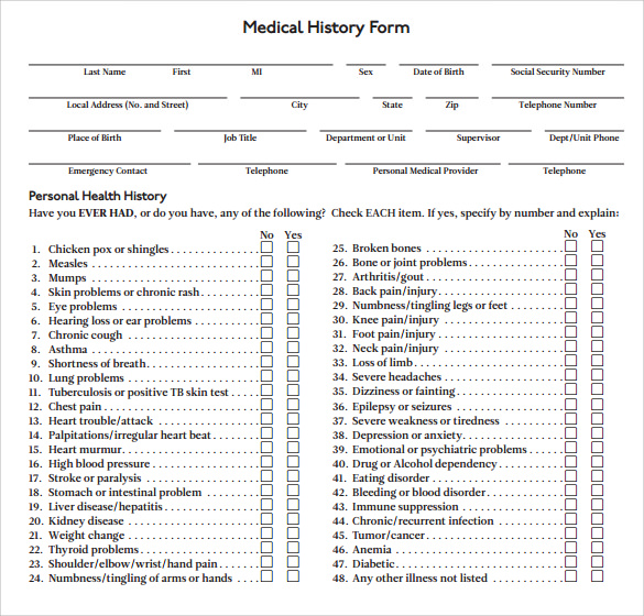 medical history form