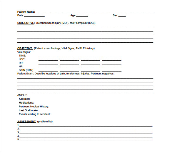 Printable Dental Soap Note Template 7525