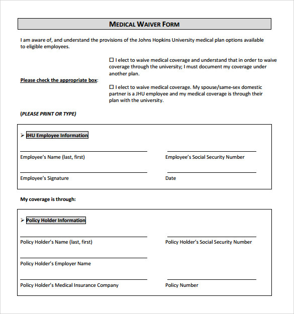 medical waiver form template