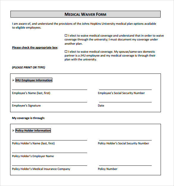 Printable Medical Waiver Form