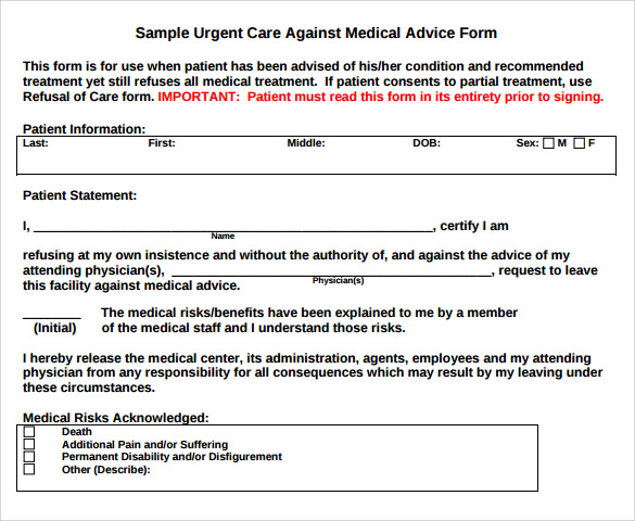9-against-medical-advice-forms-samples-examples-format-sample