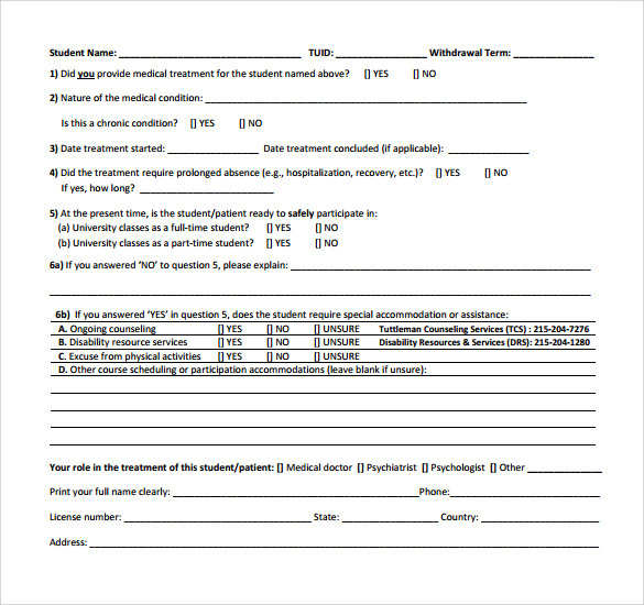 medical provider’s clearance form
