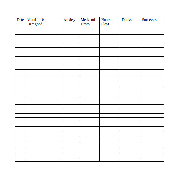 Mood Chart Excel