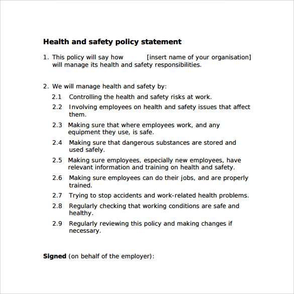 Ehs Policy Template