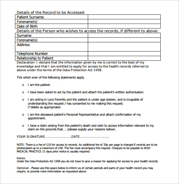 patients request form for medical records 