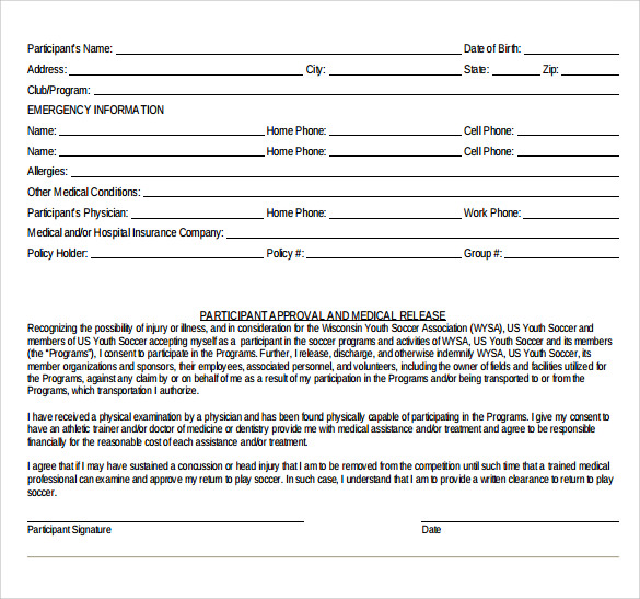medical participant release form